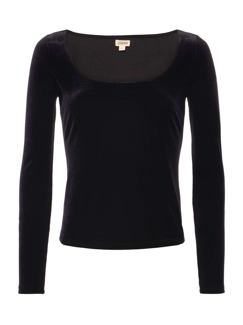 L'Agence Jelena Velvet Top in Noir