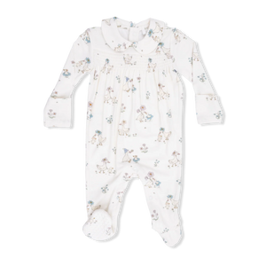 Angel Dear Smocked Peter Pan Snap Footie in Flower Ducklings
