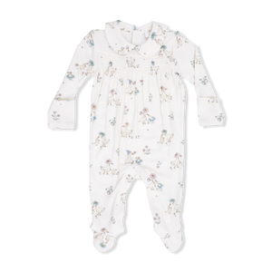 Angel Dear Smocked Peter Pan Snap Footie in Flower Ducklings