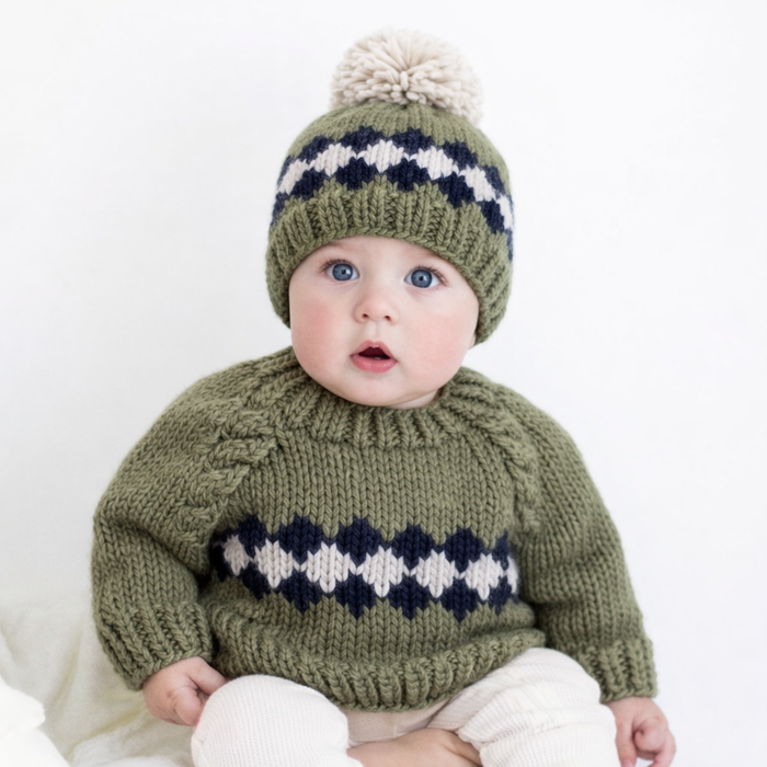 Huggalugs Sweater in Green Geo
