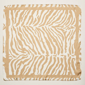 Frem NYC Satin Scarf in Beige Zebra