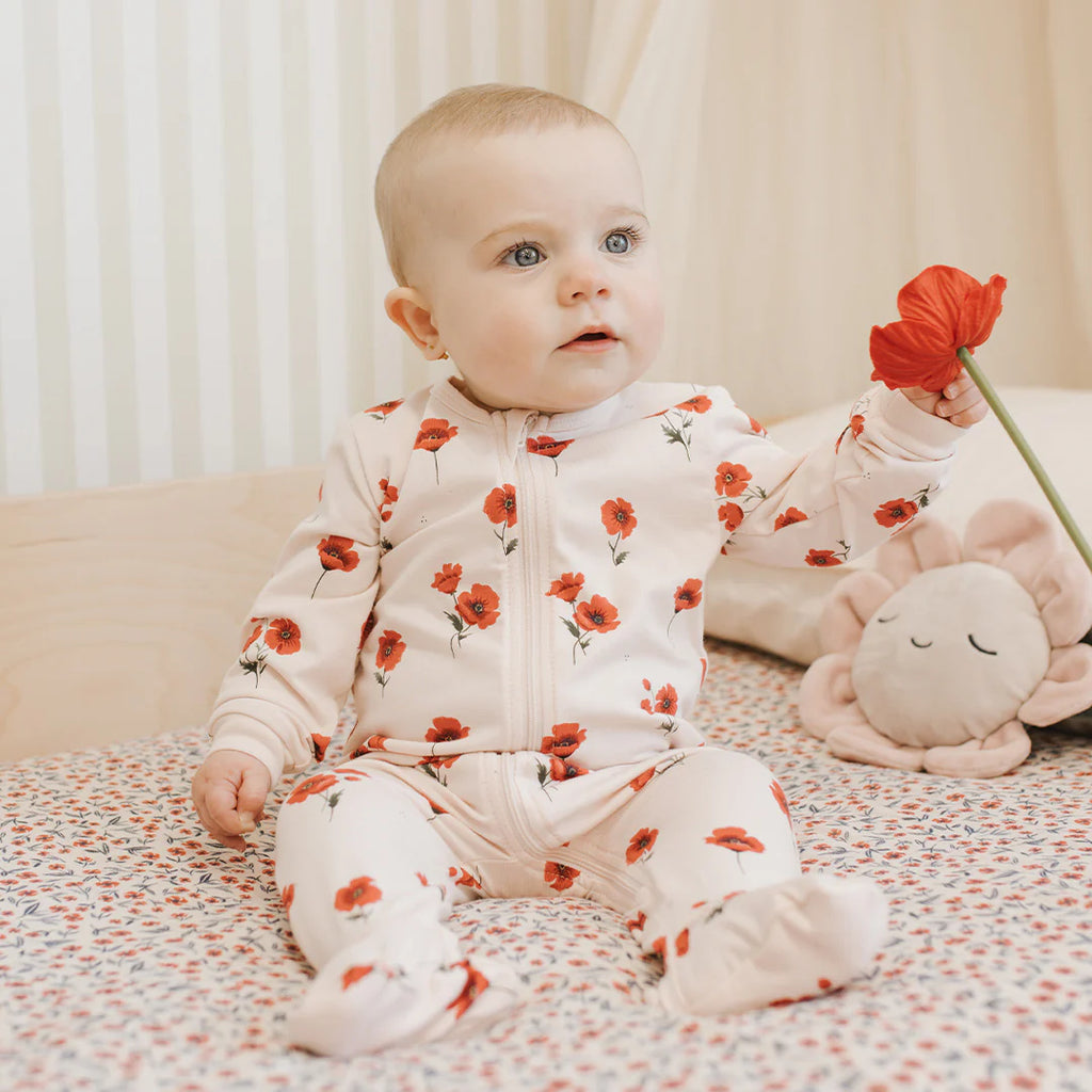 Petit Lem Footie in Poppy