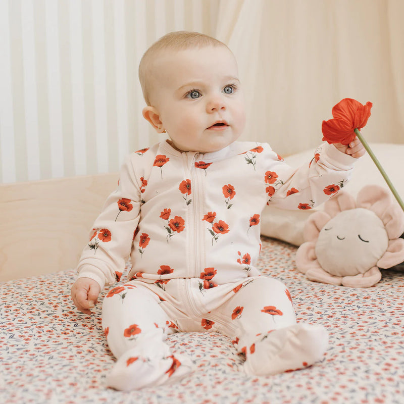 Petit Lem Footie in Poppy