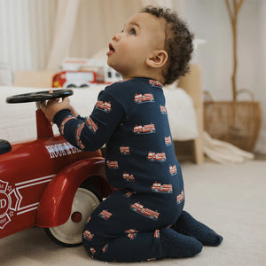 Petit Lem Convertible Sleeper in Navy Firetruck