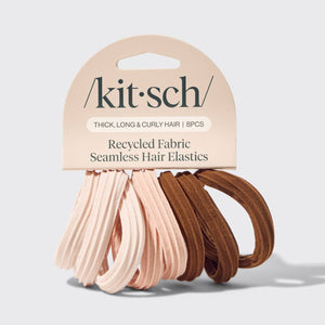 KITSCH Recycled Seamless Hair Elastics 8pc Set in Rosewood