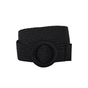 Most Wanted Woven Raffia Circle Buckle Stretch Belt - Multiple Colors!