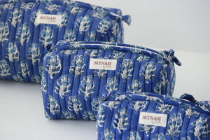 MYNAHbySmitha Quilted Travel Bag in Denim Blue -Assorted Sizes