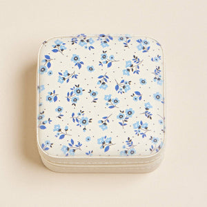 Frem Blue Flower Pattern Travel Jewelry Box