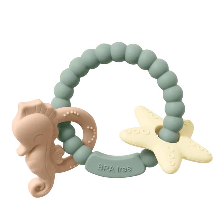 Three Hearts Seahorse Teething Ring - Multiple Colors!