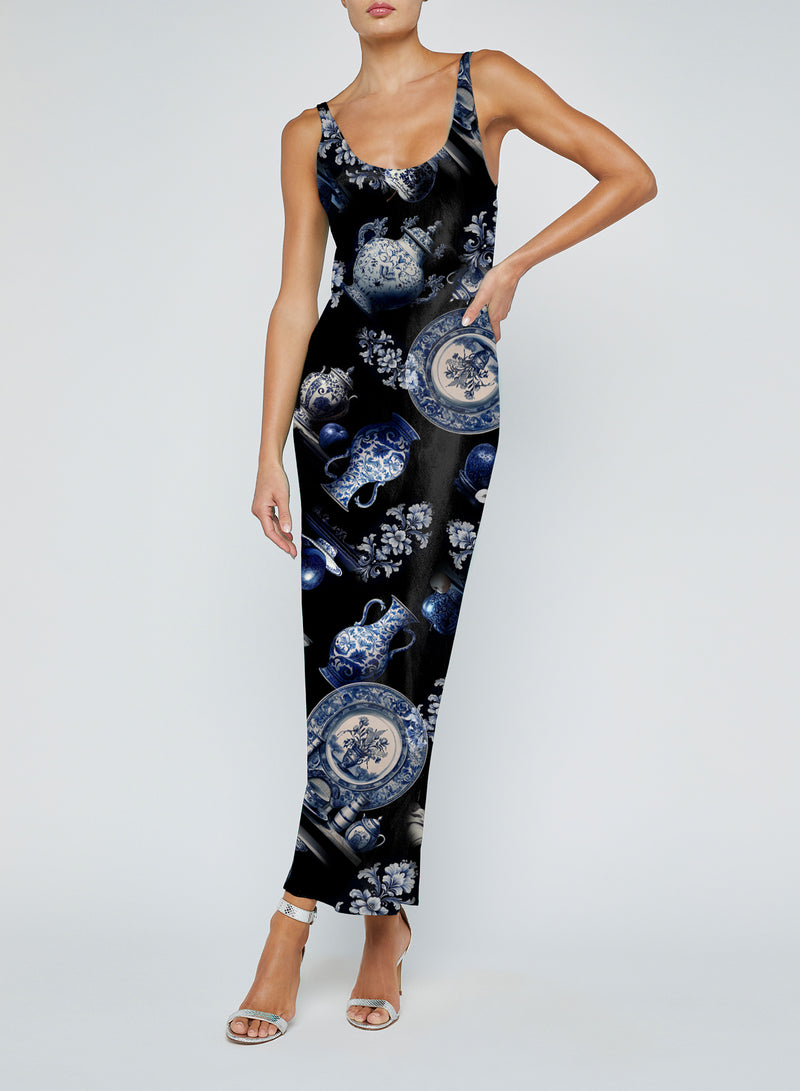 L'agence Akiya Tank Dress - Black/Blue Porcelain L'agence Akiya Tank Dress - Black/Blue Porcelain