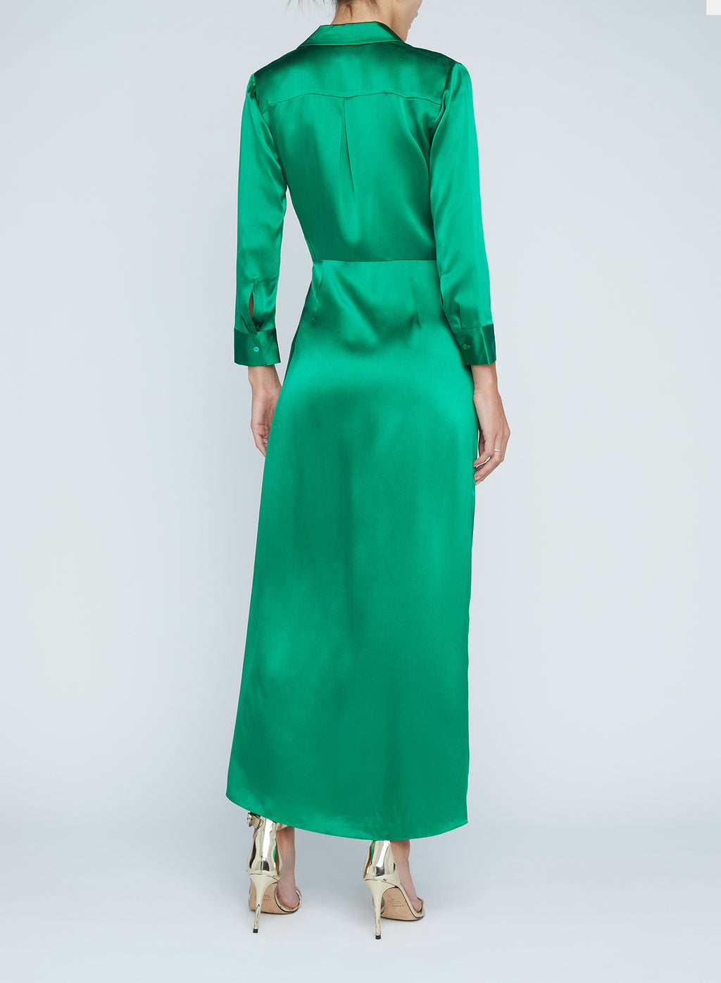 L'agence Kadi Long Wrap Dress in Sea Green