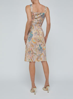 L'Agence Idy Button Front Tank Dress in Multi Western Paisley