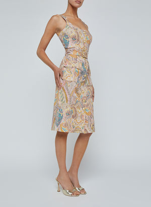 L'Agence Idy Button Front Tank Dress in Multi Western Paisley