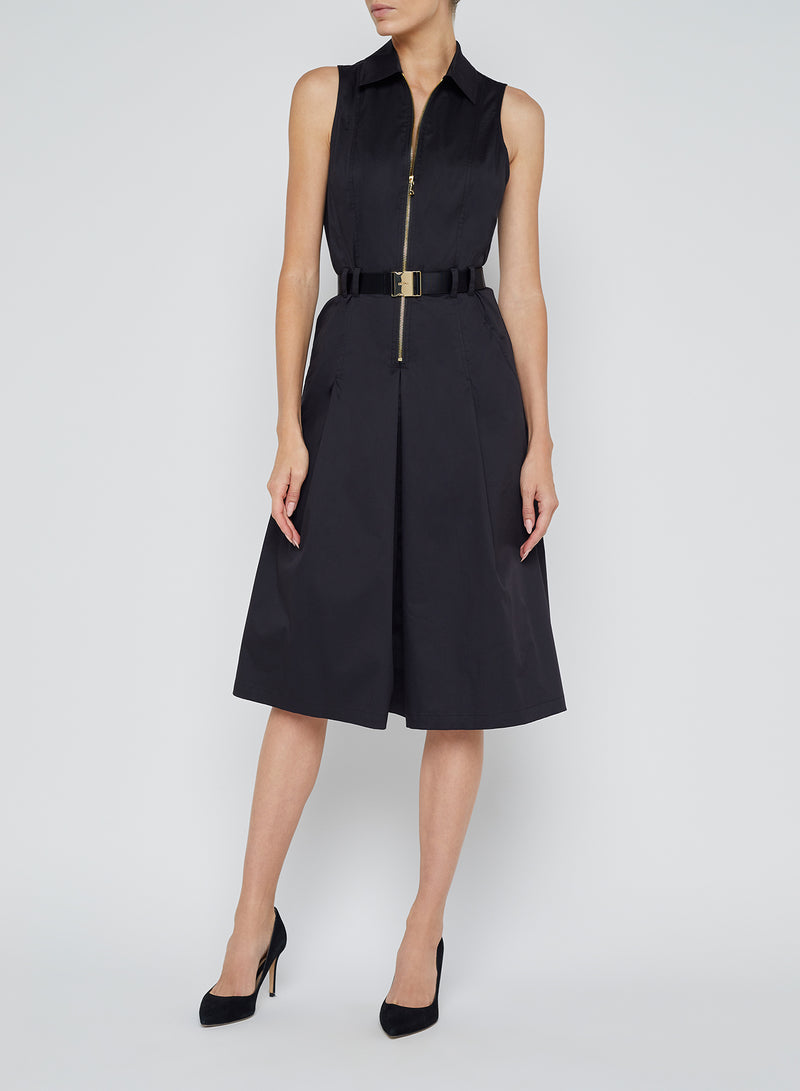 L'Agence Kylo Belted Shirt Dress in Black