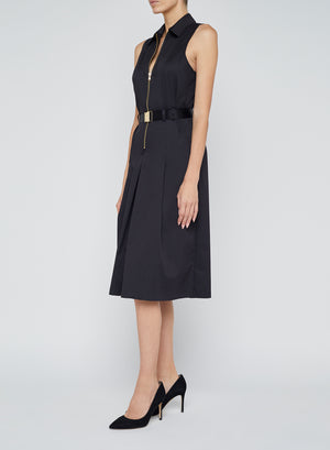 L'Agence Kylo Belted Shirt Dress in Black