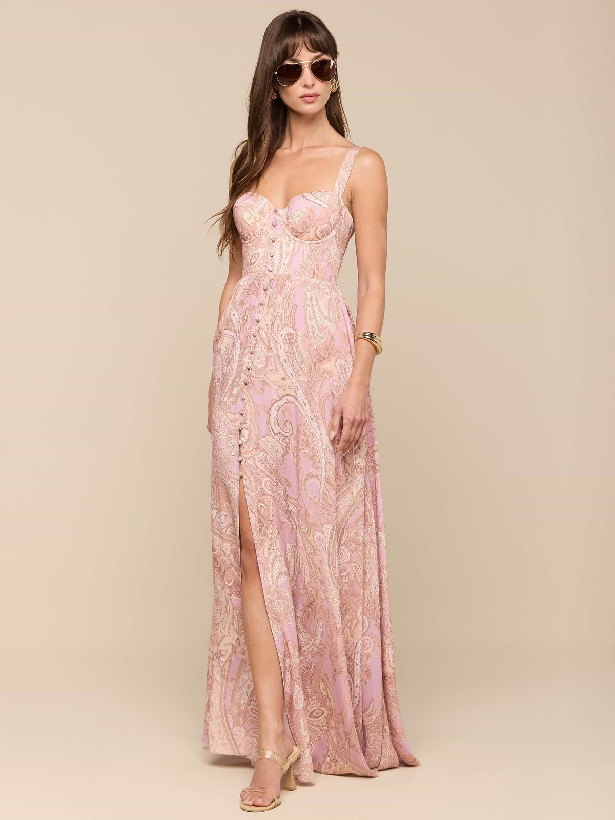 L'Agence Rosette Maxi Dress in Paisley