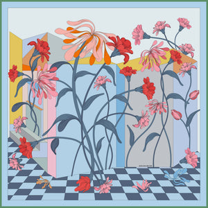 Jessie Zhao New York Double Sided Silk Scarf in Flowers Daydreams