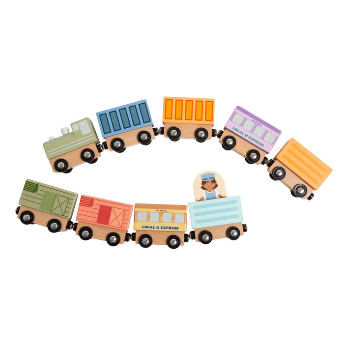 Pearhead Montessori 9-Piece Wooden Magnetic Trains