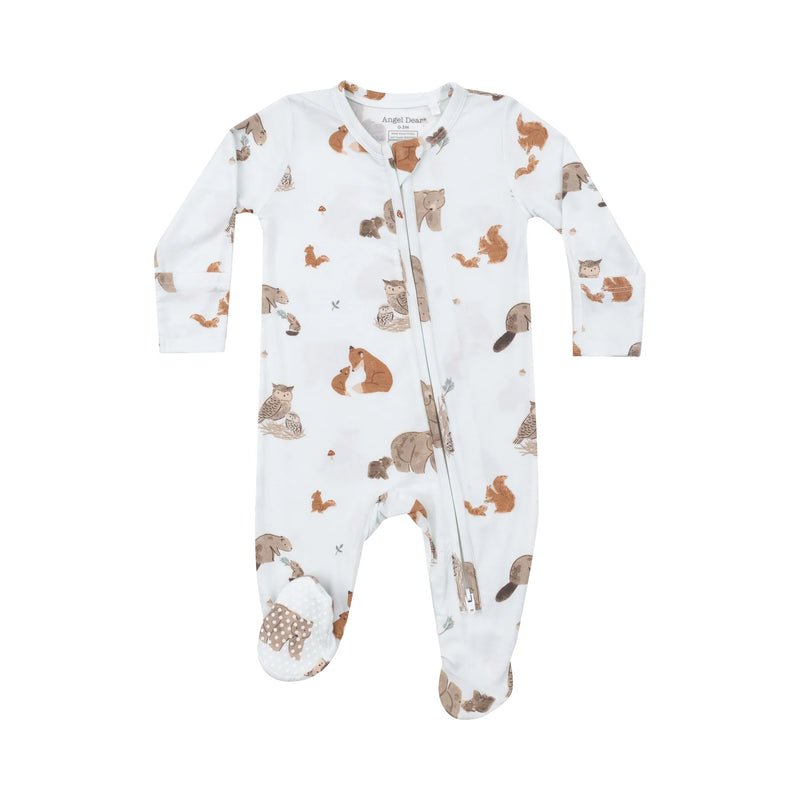 Angel Dear 2 Way Zipper Footie in Mixed Woodland Animals