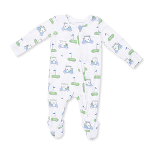 Angel Dear 2 Way Zipper Footie in Blue Golf Carts