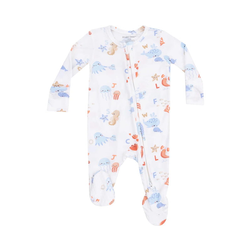 Angel Dear 2 Way Zipper Footie in Coastal Abcs