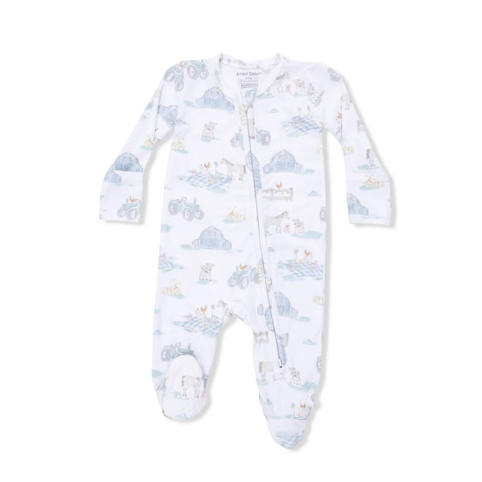 Angel Dear 2 Way Zipper Footie in Farm Animals Party