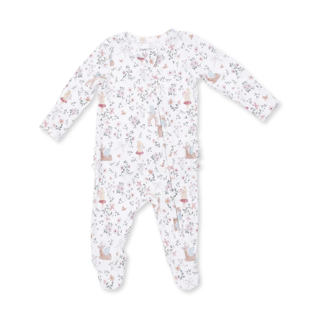 Angel Dear 2 Way Zipper Ruffle Back Footie in Enchanted Woodland