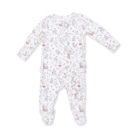 Angel Dear 2 Way Zipper Ruffle Back Footie in Enchanted Woodland