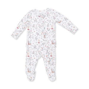 Angel Dear 2 Way Zipper Ruffle Back Footie in Enchanted Woodland