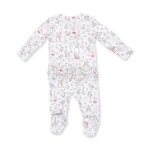 Angel Dear 2 Way Zipper Ruffle Back Footie in Enchanted Woodland