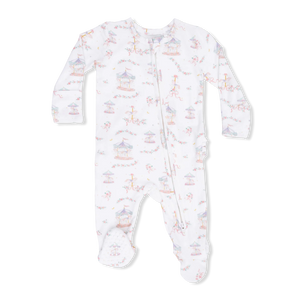 Angel Dear 2 Way Ruffle Back Zipper Footie in Carousel with Bows