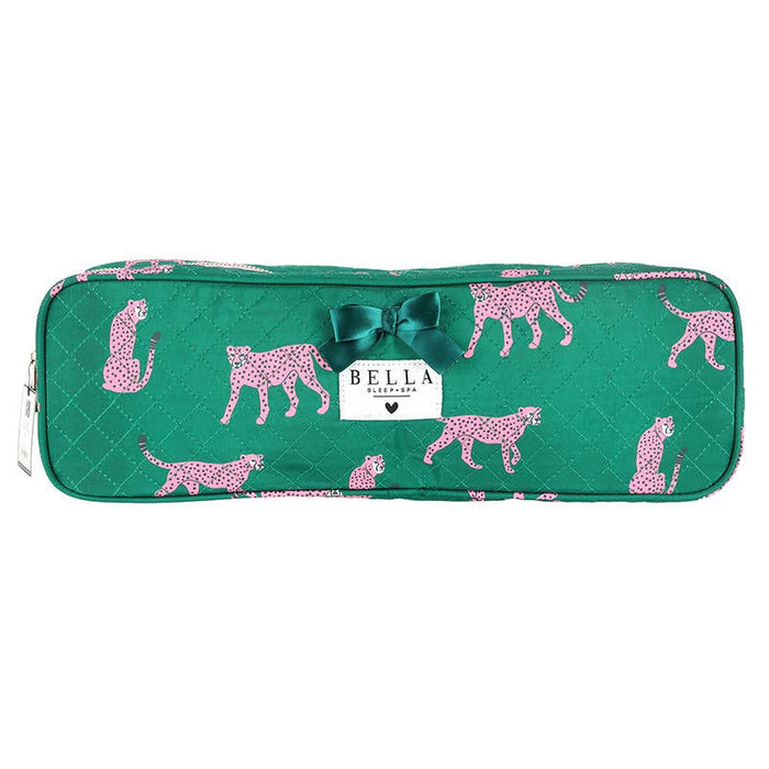 Bella Sleep Spa Quilted Hair Tool Bag in Green + Cheetahs