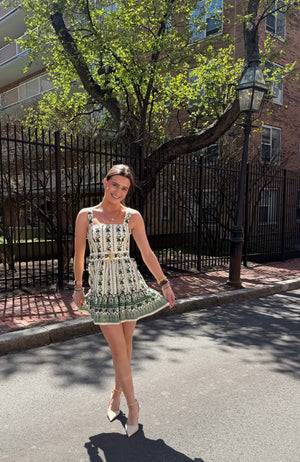 Cara Cara Julietta Mini Dress in Vining Flora Green