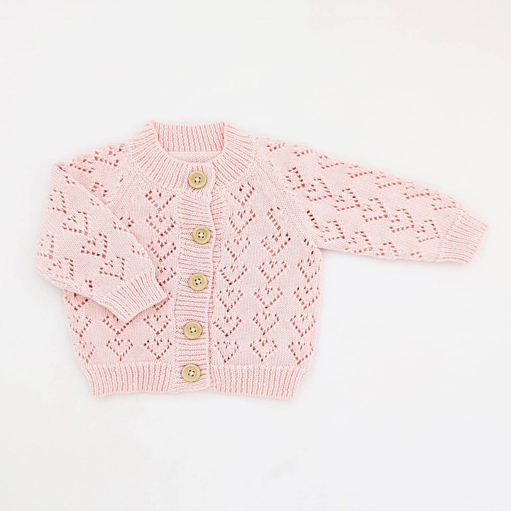 Huggalugs Heart Lace Blush Valentine Cardigan Sweater