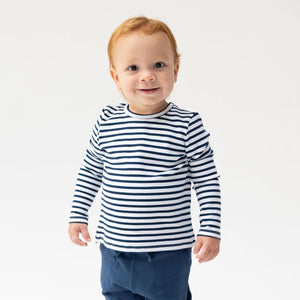 Angel Dear Varsity Jersey in Navy/White Stripe