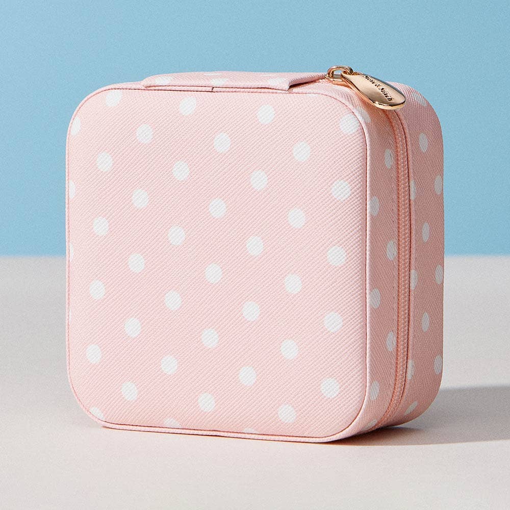Sensibling Corp. Polka Dot Pattern Print Portable Square Jewelry Box