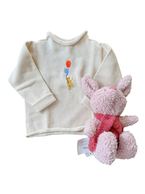 A Soft Idea Bear with Balloons Roll Neck in Natural