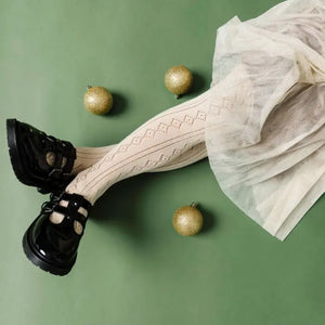 Little Stocking Co. Fancy Knit Tights in Vanilla