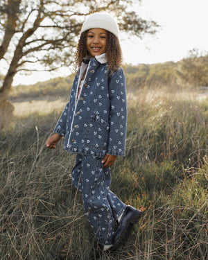 Rylee + Cru Long Chore Coat in Heart Ditsy