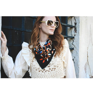 Jessie Zhao New York 25" Double Sided Silk Scarf Night's Enchanted Garden