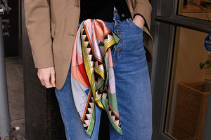 Jessie Zhao New York 25" Double Sided Silk Scarf Color Recombination