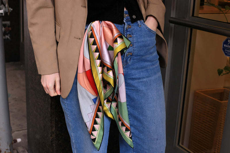 Jessie Zhao New York 25" Double Sided Silk Scarf Color Recombination