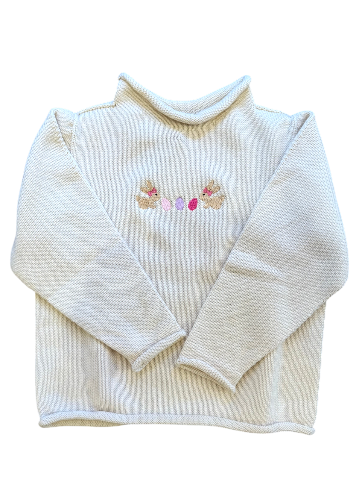 A Soft Idea Bunny Besties Roll Neck Sweater in Natural