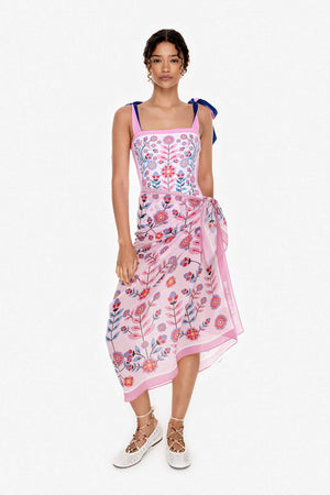 Jessie Zhao New York Beach Sarong Wrap in Pink Garden