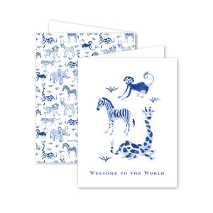 Dogwood Hill Blue Safari Welcome Baby Card