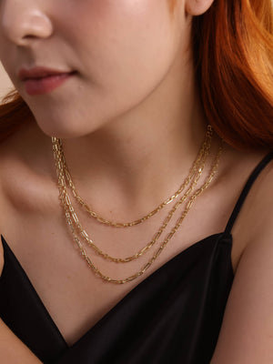 GoldFi - 18k Gold Filled 3x1 Alternated Paperclip Necklace 16 inch