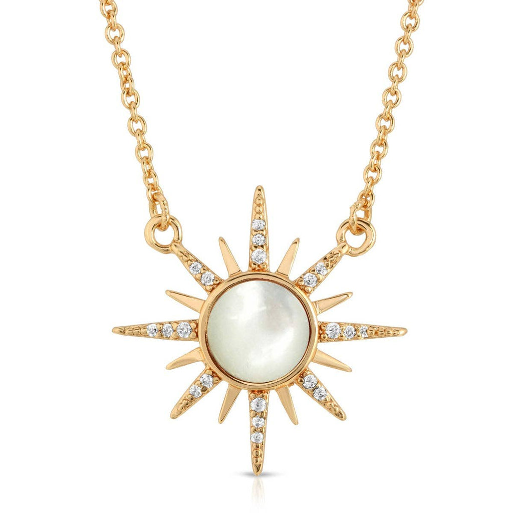 Elizabeth Stone Gemstone Starburst Necklace in Mother of Pearl