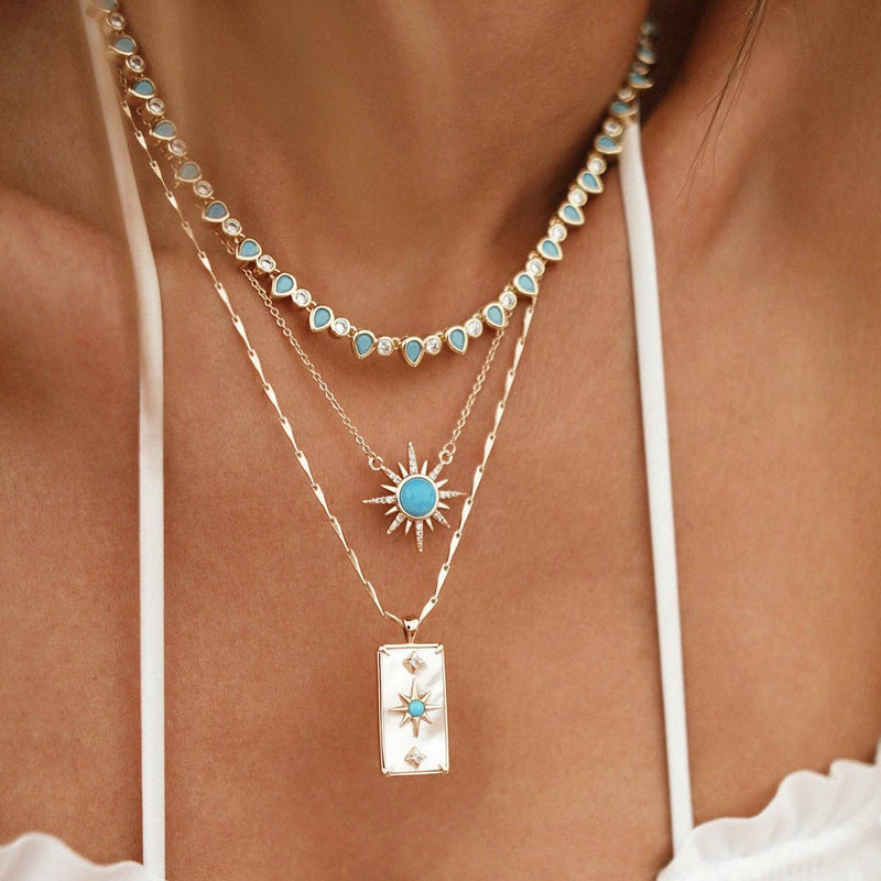 Elizabeth Stone Starman Pendant in Mother of Pearl / Turquoise