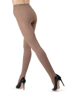 MeMoi Boston Ribbed Sweater Tights Taupe Heather