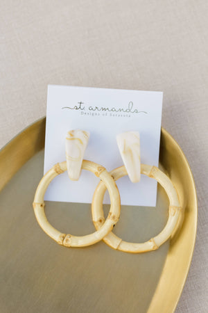 St Armands Light Brown Bamboo Statement Drop Earrings